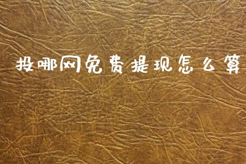 投哪网免费提现怎么算_https://wap.jnlaobingbanjia.com_财务管理_第1张