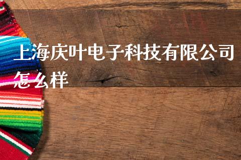 上海庆叶电子科技有限公司怎么样_https://wap.jnlaobingbanjia.com_基金分析_第1张