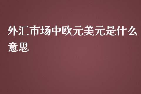 外汇市场中欧元美元是什么意思_https://wap.jnlaobingbanjia.com_财务管理_第1张
