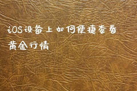 iOS设备上如何便捷查看黄金行情_https://wap.jnlaobingbanjia.com_财经资讯_第1张
