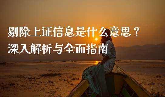 剔除上证信息是什么意思？深入解析与全面指南_https://wap.jnlaobingbanjia.com_财经资讯_第1张