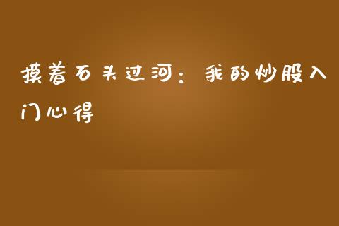 摸着石头过河：我的炒股入门心得_https://wap.jnlaobingbanjia.com_基金分析_第1张