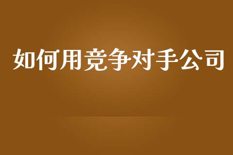 如何用竞争对手公司_https://wap.jnlaobingbanjia.com_财经资讯_第1张