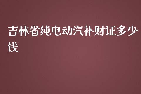 吉林省纯电动汽补财证多少钱_https://wap.jnlaobingbanjia.com_财经资讯_第1张
