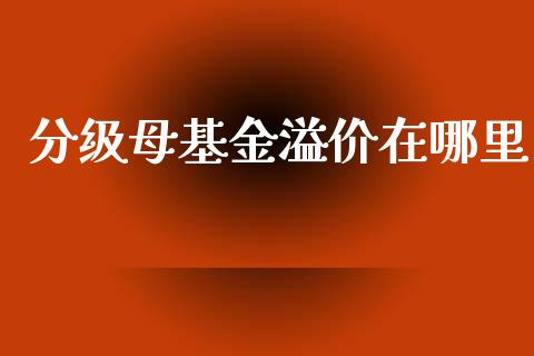 分级母基金溢价在哪里_https://wap.jnlaobingbanjia.com_金融理财_第1张