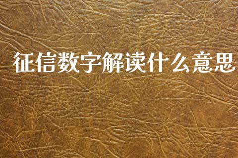 征信数字解读什么意思_https://wap.jnlaobingbanjia.com_证券公告_第1张