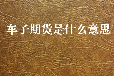 车子期货是什么意思_https://wap.jnlaobingbanjia.com_基金分析_第1张