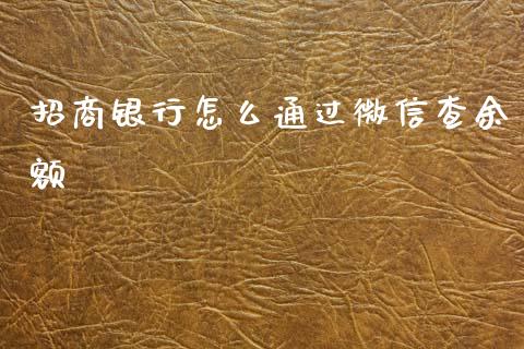 招商银行怎么通过微信查余额_https://wap.jnlaobingbanjia.com_财务管理_第1张