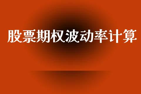 股票期权波动率计算_https://wap.jnlaobingbanjia.com_股市行情_第1张