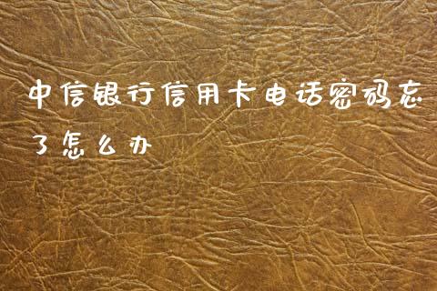 中信银行信用卡电话密码忘了怎么办_https://wap.jnlaobingbanjia.com_金融理财_第1张