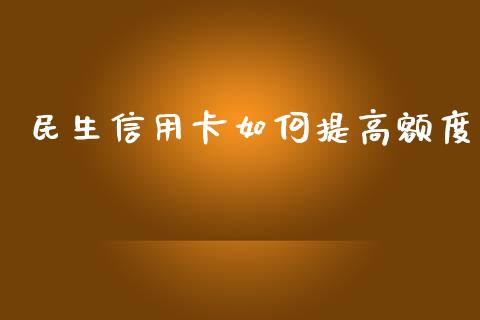 民生信用卡如何提高额度_https://wap.jnlaobingbanjia.com_金融理财_第1张