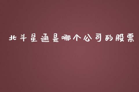 北斗星通是哪个公司的股票_https://wap.jnlaobingbanjia.com_财经资讯_第1张