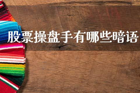 股票操盘手有哪些暗语_https://wap.jnlaobingbanjia.com_金融理财_第1张