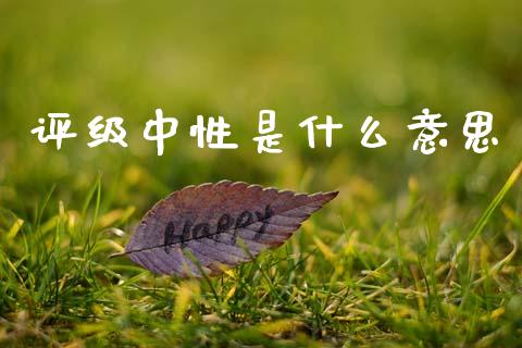评级中性是什么意思_https://wap.jnlaobingbanjia.com_金融理财_第1张
