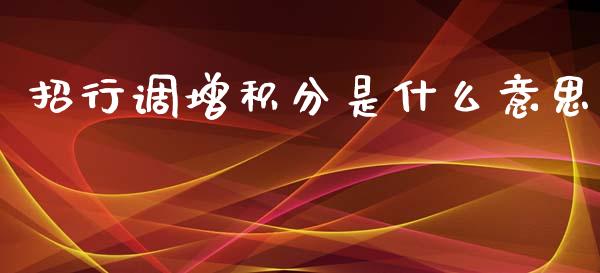 招行调增积分是什么意思_https://wap.jnlaobingbanjia.com_财务管理_第1张