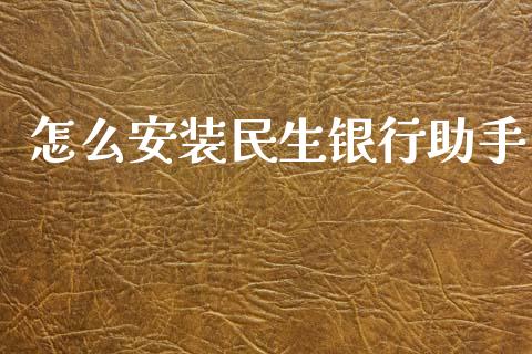 怎么安装民生银行助手_https://wap.jnlaobingbanjia.com_财经资讯_第1张