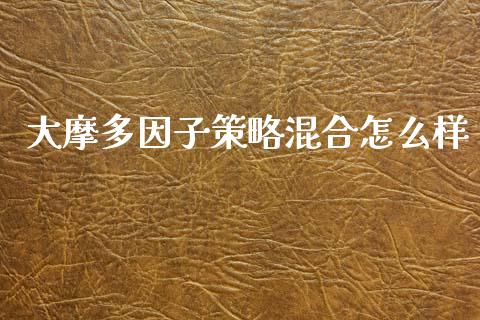 大摩多因子策略混合怎么样_https://wap.jnlaobingbanjia.com_基金分析_第1张