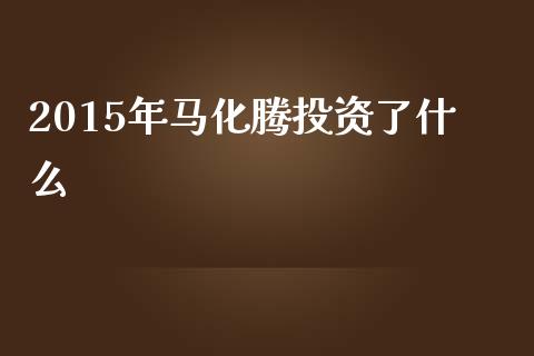 2015年马化腾投资了什么_https://wap.jnlaobingbanjia.com_股市行情_第1张