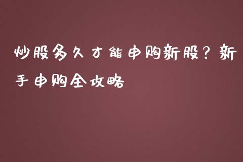 炒股多久才能申购新股？新手申购全攻略_https://wap.jnlaobingbanjia.com_金融理财_第1张