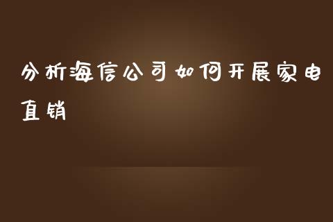 分析海信公司如何开展家电直销_https://wap.jnlaobingbanjia.com_证券公告_第1张