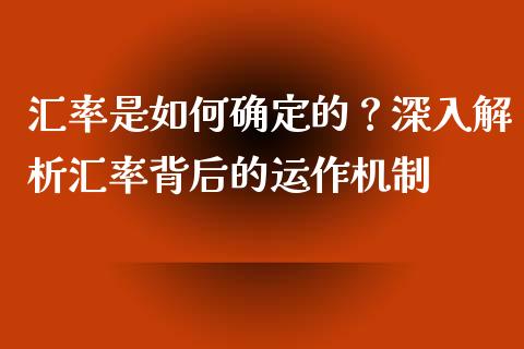 汇率是如何确定的？深入解析汇率背后的运作机制_https://wap.jnlaobingbanjia.com_基金分析_第1张