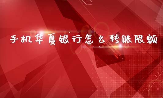 手机华夏银行怎么转账限额_https://wap.jnlaobingbanjia.com_财务管理_第1张