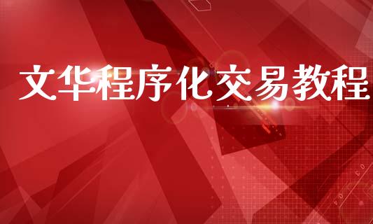 文华程序化交易教程_https://wap.jnlaobingbanjia.com_股市行情_第1张