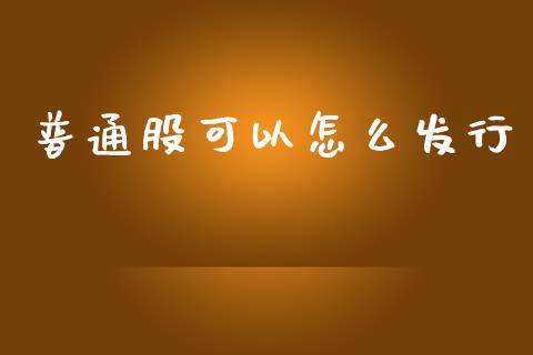 普通股可以怎么发行_https://wap.jnlaobingbanjia.com_证券公告_第1张