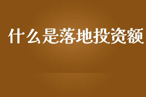 什么是落地投资额_https://wap.jnlaobingbanjia.com_基金分析_第1张