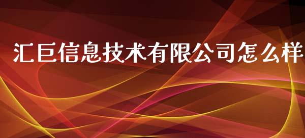 汇巨信息技术有限公司怎么样_https://wap.jnlaobingbanjia.com_证券公告_第1张