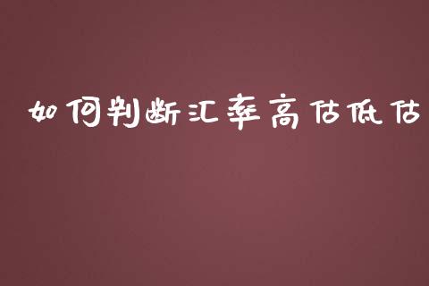 如何判断汇率高估低估_https://wap.jnlaobingbanjia.com_基金分析_第1张