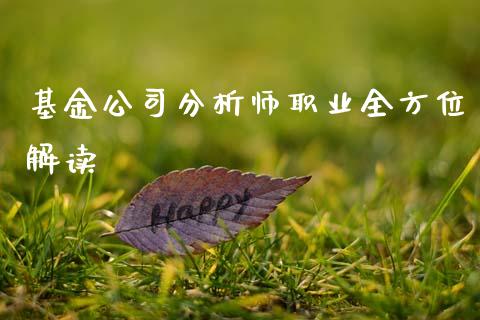 基金公司分析师职业全方位解读_https://wap.jnlaobingbanjia.com_财务管理_第1张