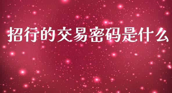 招行的交易密码是什么_https://wap.jnlaobingbanjia.com_金融理财_第1张