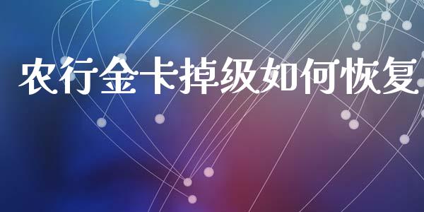 农行金卡掉级如何恢复_https://wap.jnlaobingbanjia.com_基金分析_第1张