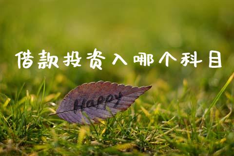 借款投资入哪个科目_https://wap.jnlaobingbanjia.com_股市行情_第1张