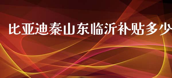 比亚迪秦山东临沂补贴多少_https://wap.jnlaobingbanjia.com_基金分析_第1张