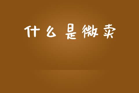什么是微卖_https://wap.jnlaobingbanjia.com_证券公告_第1张