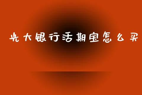 光大银行活期宝怎么买_https://wap.jnlaobingbanjia.com_财经资讯_第1张