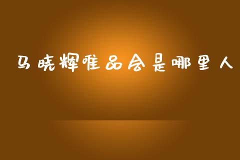 马晓辉唯品会是哪里人_https://wap.jnlaobingbanjia.com_基金分析_第1张