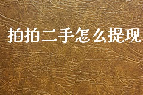 拍拍二手怎么提现_https://wap.jnlaobingbanjia.com_基金分析_第1张