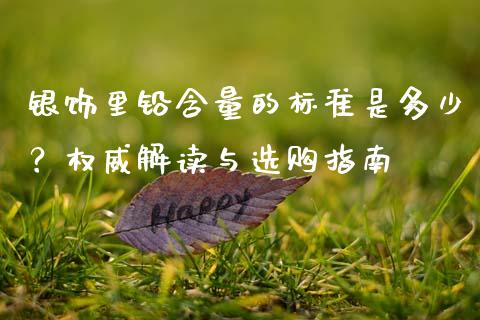 银饰里铅含量的标准是多少？权威解读与选购指南_https://wap.jnlaobingbanjia.com_财经资讯_第1张