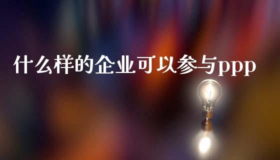 什么样的企业可以参与ppp_https://wap.jnlaobingbanjia.com_证券公告_第1张