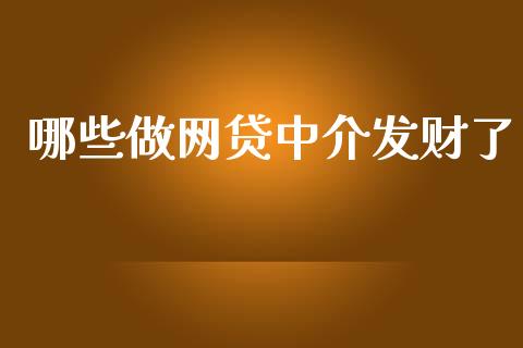 哪些做网贷中介发财了_https://wap.jnlaobingbanjia.com_基金分析_第1张