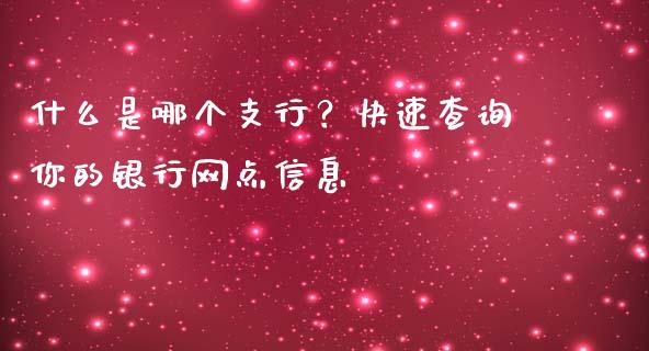 什么是哪个支行？快速查询你的银行网点信息_https://wap.jnlaobingbanjia.com_股市行情_第1张