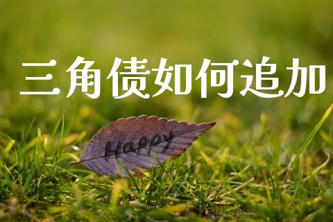三角债如何追加_https://wap.jnlaobingbanjia.com_金融理财_第1张