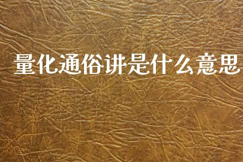 量化通俗讲是什么意思_https://wap.jnlaobingbanjia.com_财经资讯_第1张