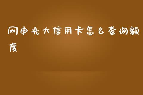 网申光大信用卡怎么查询额度_https://wap.jnlaobingbanjia.com_股市行情_第1张