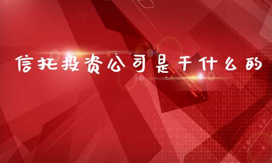 信托投资公司是干什么的_https://wap.jnlaobingbanjia.com_股市行情_第1张