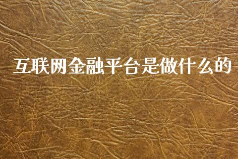 互联网金融平台是做什么的_https://wap.jnlaobingbanjia.com_财经资讯_第1张