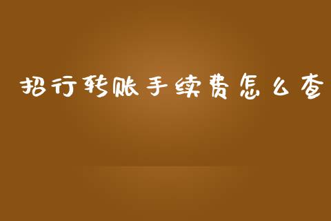 招行转账手续费怎么查_https://wap.jnlaobingbanjia.com_基金分析_第1张